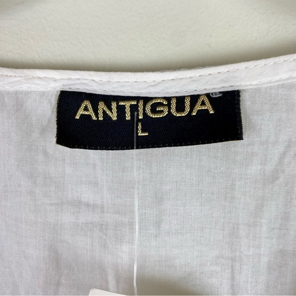 Antigua White blue embroidered swim cover up or tunic top size L - Picture 10 of 11
